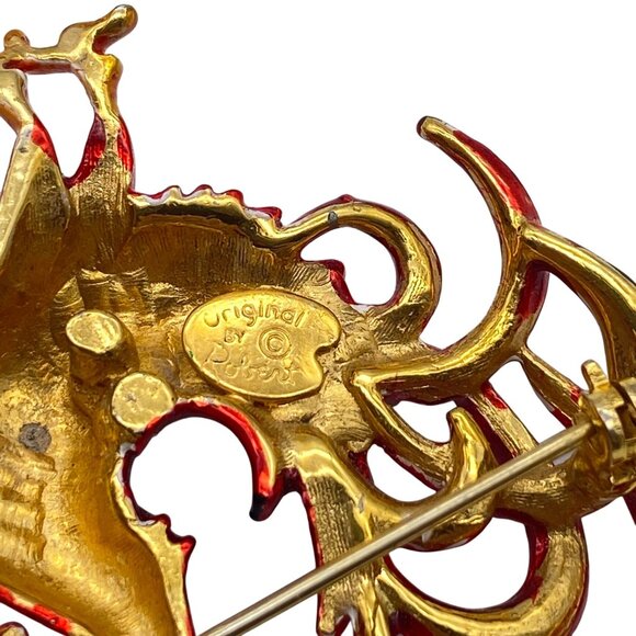 VTG Original by Robert red enamel rooster chicken brooch pin lapel signed - Picture 4 of 6